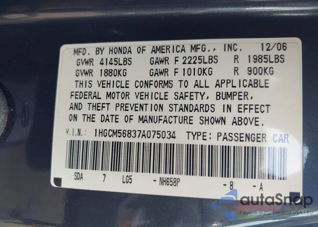 1HGCM56837A075034: 42334685