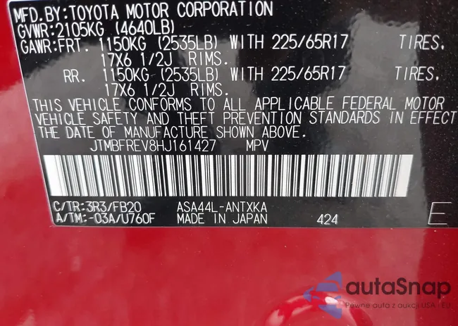 JTMBFREV8HJ161427: 42333851