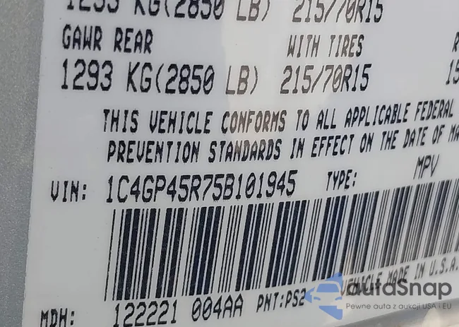 1C4GP45R75B101945: 42334019