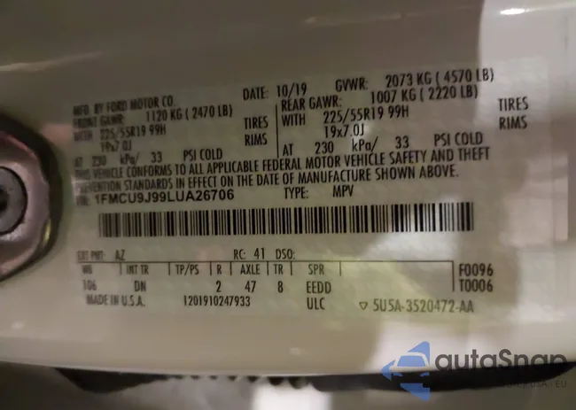 1FMCU9J99LUA26706: 42334060