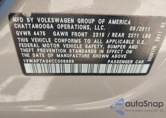 1VWAP7A34CC006689: 42335447