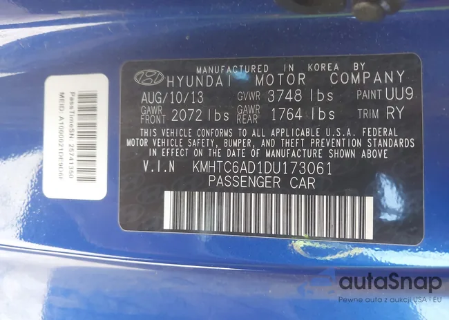 KMHTC6AD1DU173061: 42335543