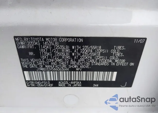 JTMBD32V586063644: 42335585