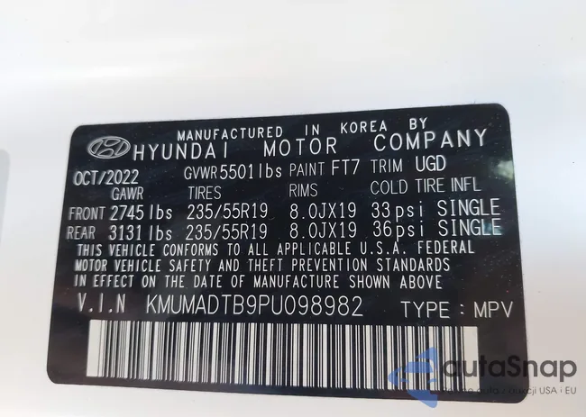 KMUMADTB9PU098982: 42335587