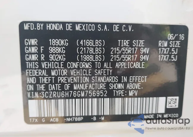 3CZRU6H76GM756952: 42335757