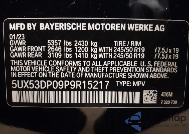 5UX53DP09P9R15217: 42335003