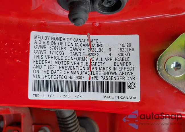 2HGFC2F8XLH599307: 42335050