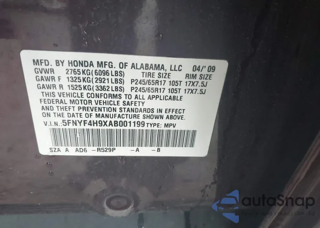 5FNYF4H9XAB001199: 42336171