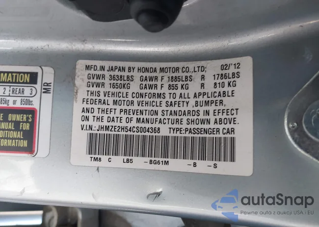 JHMZE2H54CS004368: 42336248