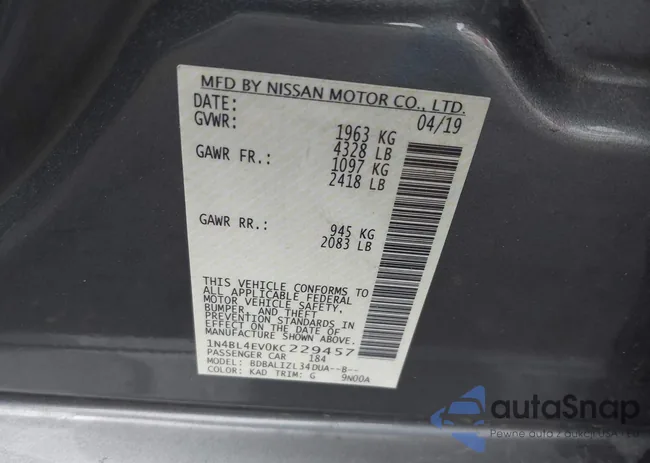 1N4BL4EV0KC229457: 42336509