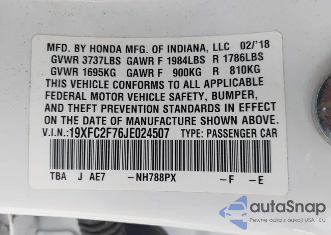 19XFC2F76JE024507: 42335884