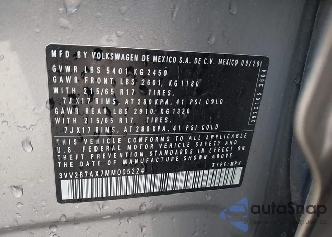 3VV2B7AX7MM005224: 42337356