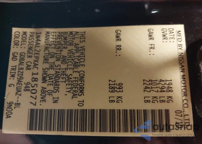 1N4AL2EPXAC185077: 42337562