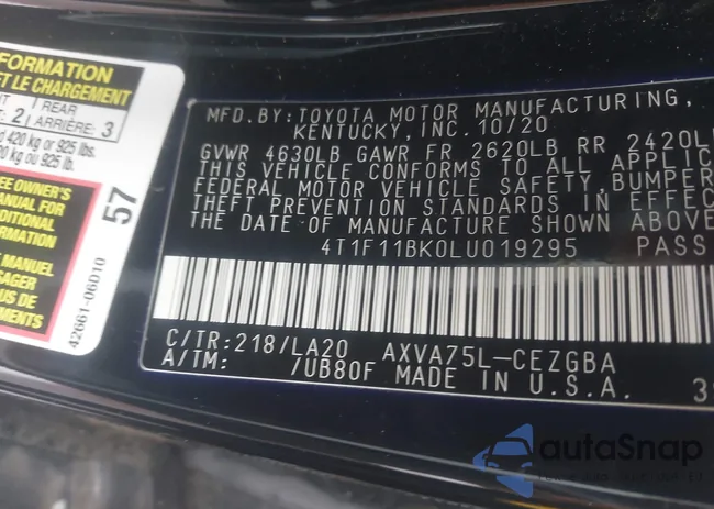 4T1F11BK0LU019295: 42336785