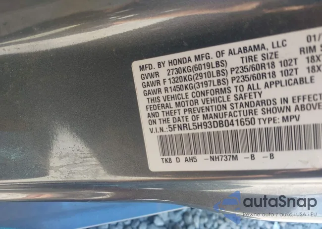 5FNRL5H93DB041650: 42337109