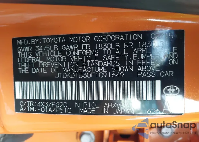 JTDKDTB30F1091649: 42338349