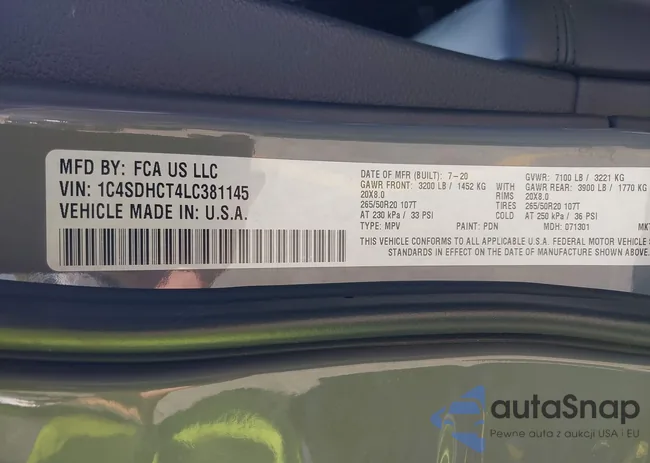 1C4SDHCT4LC381145: 42338495