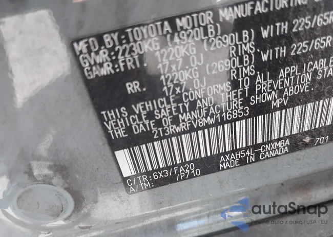 2T3RWRFV8MW116853: 42338705