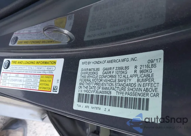 1HGCV1F30JA005928: 42337834