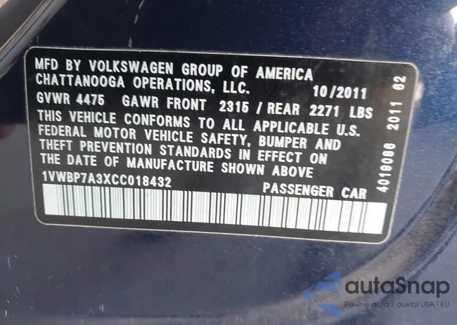 1VWBP7A3XCC018432: 42337874