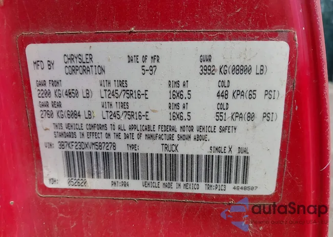 3B7KF23DXVM587278: 42337897