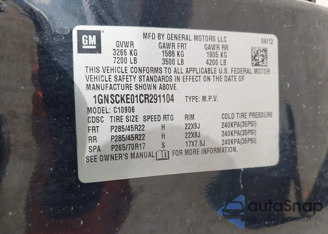 1GNSCKE01CR291104: 42339198