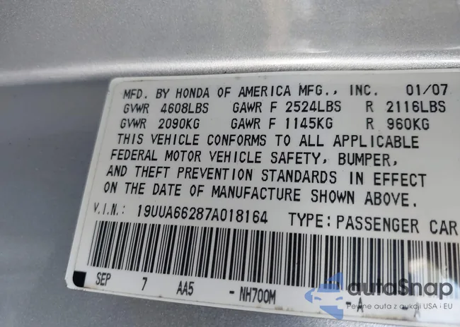 19UUA66287A018164: 42340385