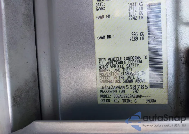 1N4AL2AP4AN558785: 42340480