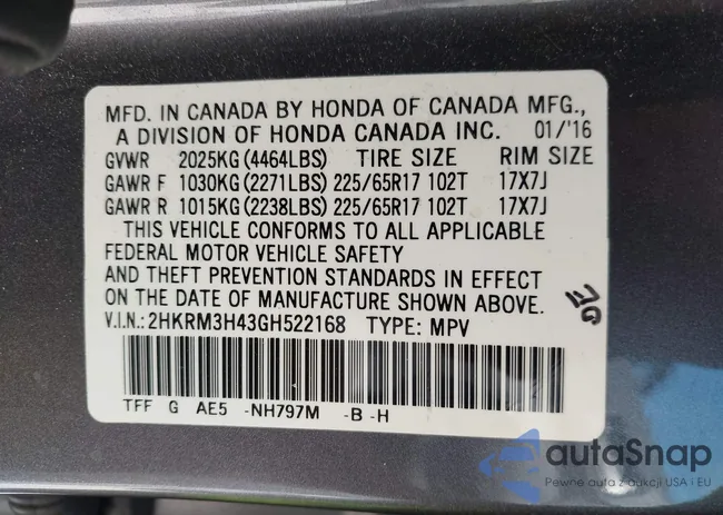 2HKRM3H43GH522168: 42340508