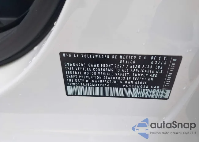 3VWD17AJ5GM342014: 42340647