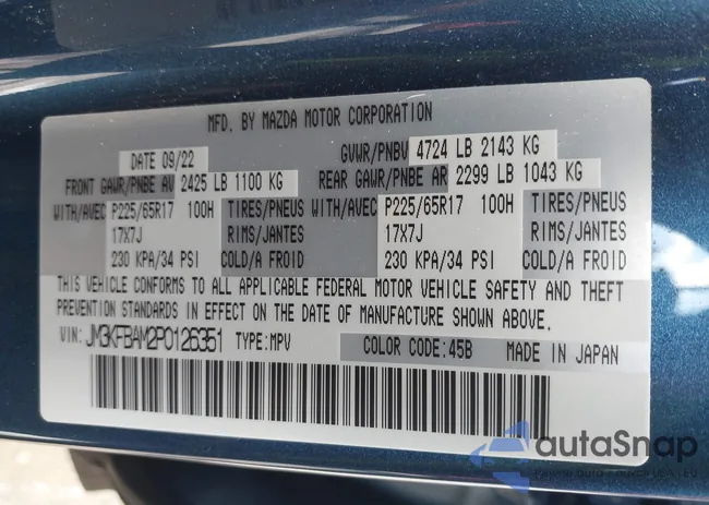 JM3KFBAM2P0126351: 42340700