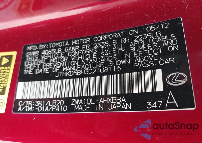 JTHKD5BH3C2108116: 42340708