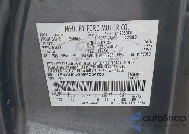 1FMCU04G99KC04706: 42339917