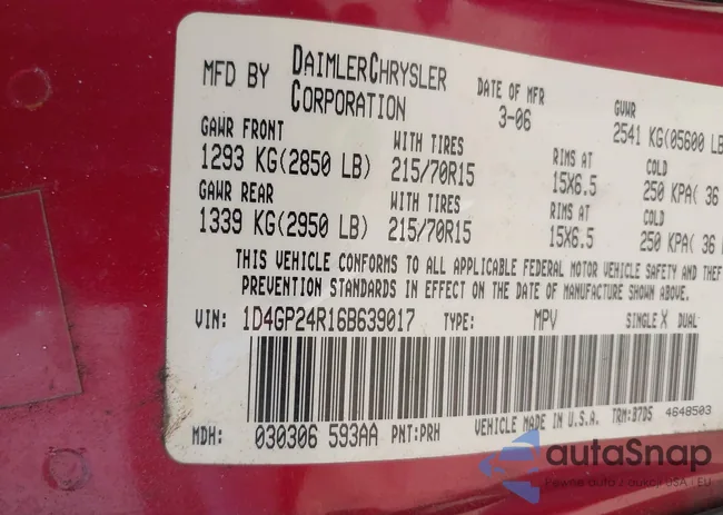 1D4GP24R16B639017: 42339954