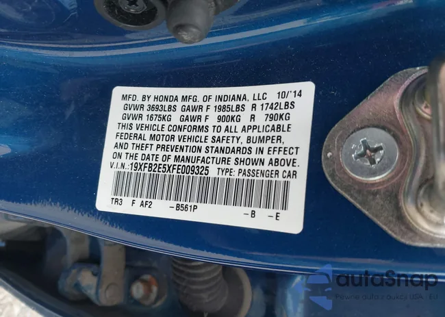 19XFB2E5XFE009325: 42340130
