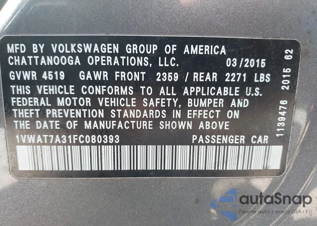 1VWAT7A31FC080393: 42341229