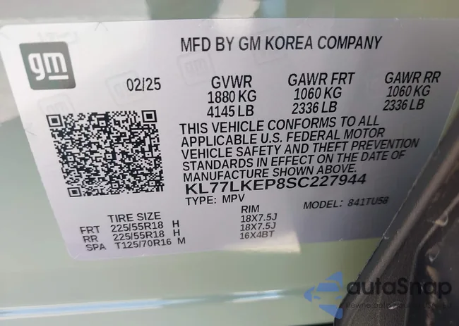 KL77LKEP8SC227944: 42341232