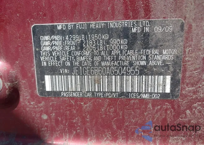 JF1GE6B60AG504955: 42341231