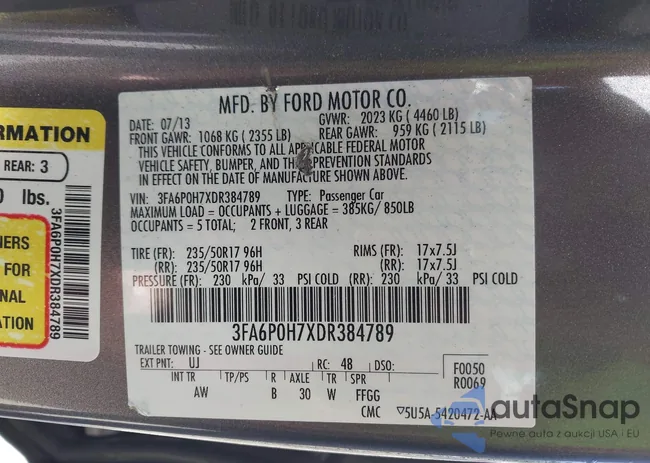 3FA6P0H7XDR384789: 42341339