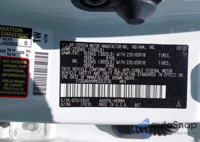 5TDGARAHXMS503736: 42341350