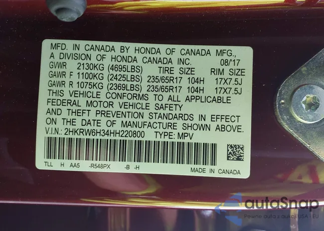 2HKRW6H34HH220800: 42341408