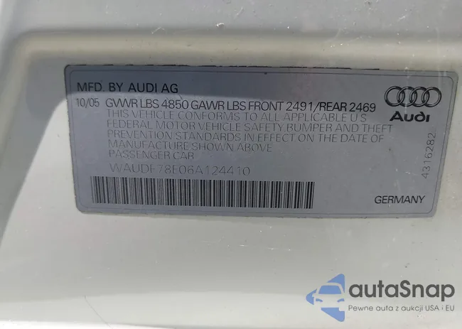 WAUDF78E06A124410: 42341414