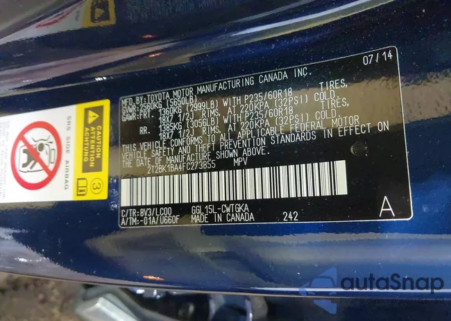 2T2BK1BA4FC273855: 42341423