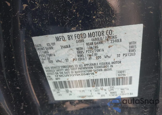 1FMCU93G19KB94016: 42341430