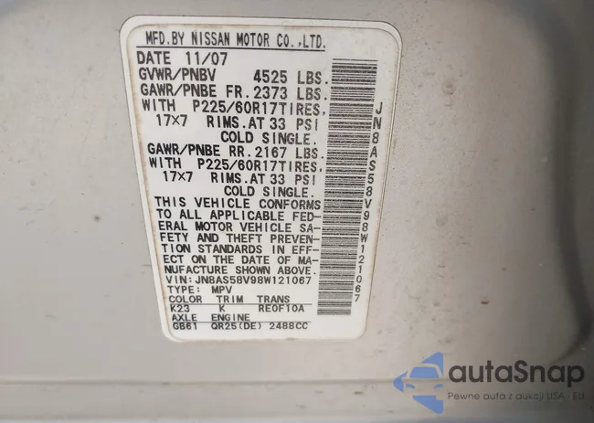 JN8AS58V98W121067: 42341453