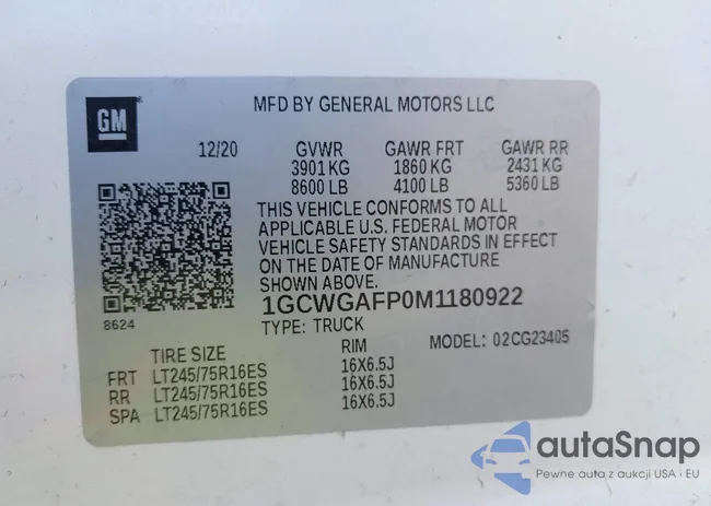 1GCWGAFP0M1180922: 42341487