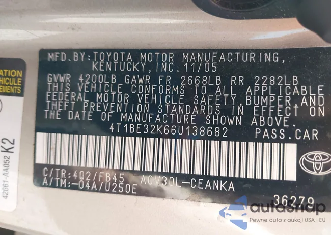 4T1BE32K66U138682: 42341493