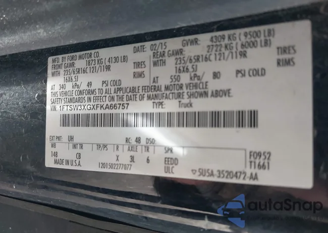 1FTSW3XGXFKA66757: 42341725