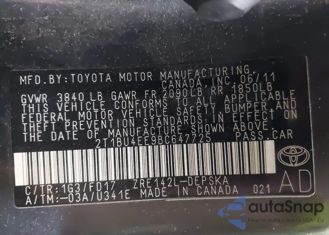 2T1BU4EE9BC647725: 42340756