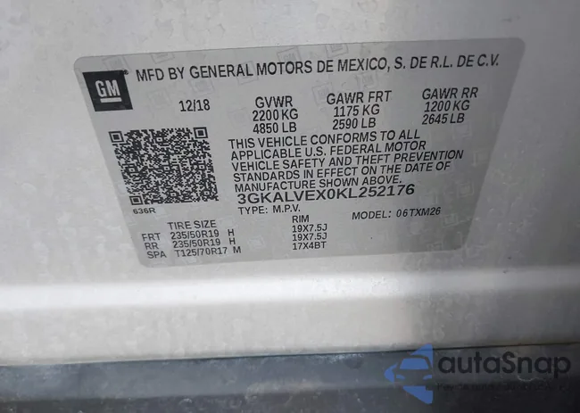 3GKALVEX0KL252176: 42340763